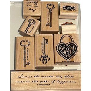Stampin Up! Key To My Heart Rubber Wood-Mounted Stamps Set Vintage Craft Supplie